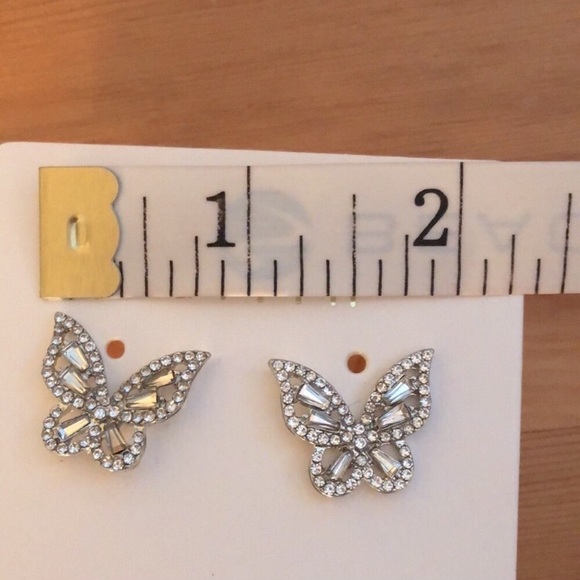 Silver + Cubic Zirconia Crystal Butterfly Earrings - Picture 3 of 4